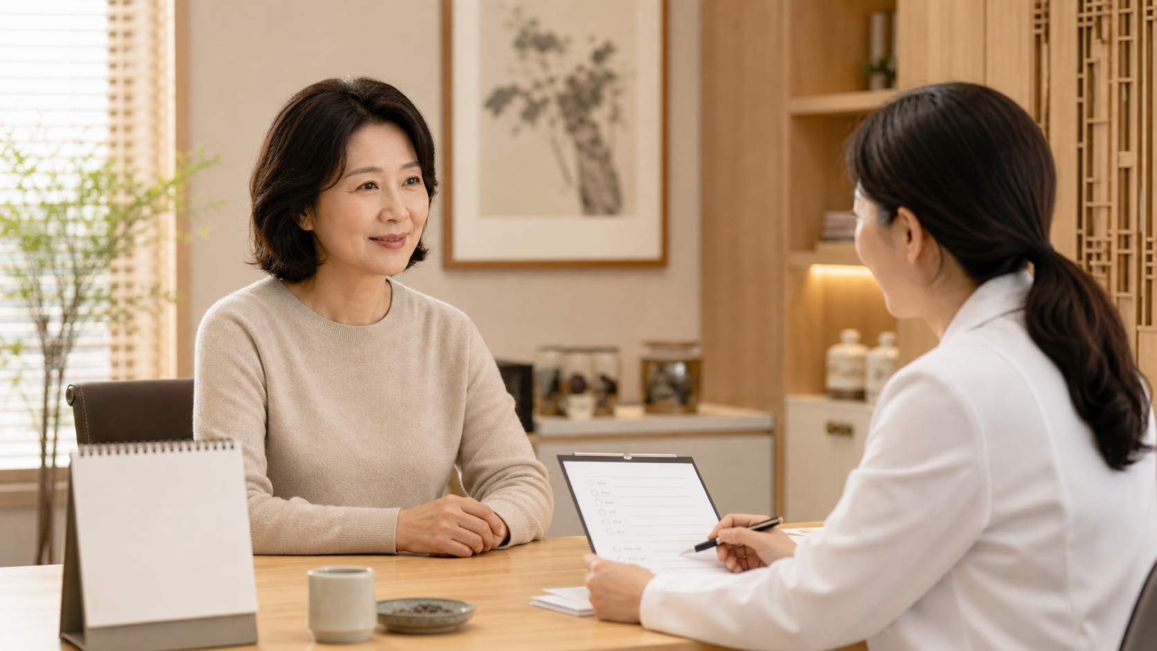 울산 질건조 갱년기 질염 상담 장면 인애한의원 울산점